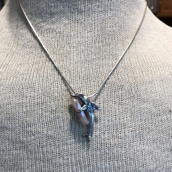 925 Solid Dolphin 🐬 with Crystal Rose Quartz - Picture 8 of 9
